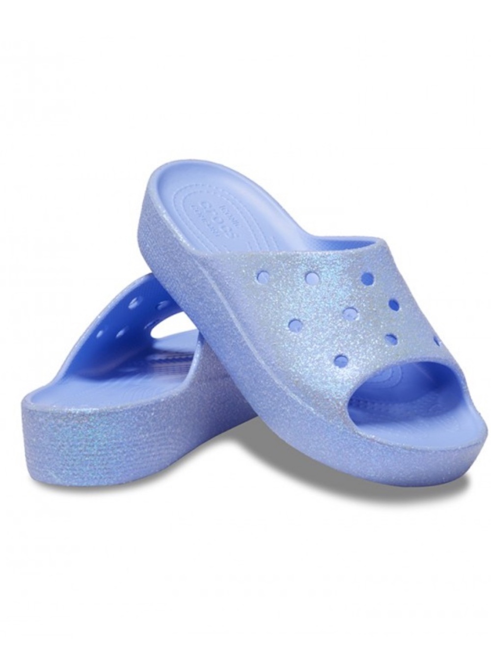 CROCS Light Blue/Purple Glitter Classic Platform Slide